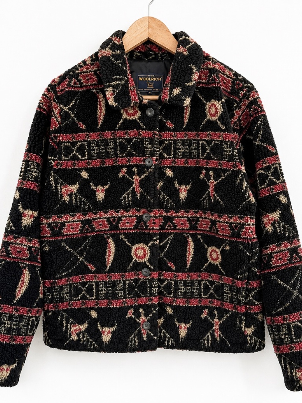 Vintage 1990s Woolrich Sherpa Fleece‎ Jacket – Tribal Southwest Print – Size L